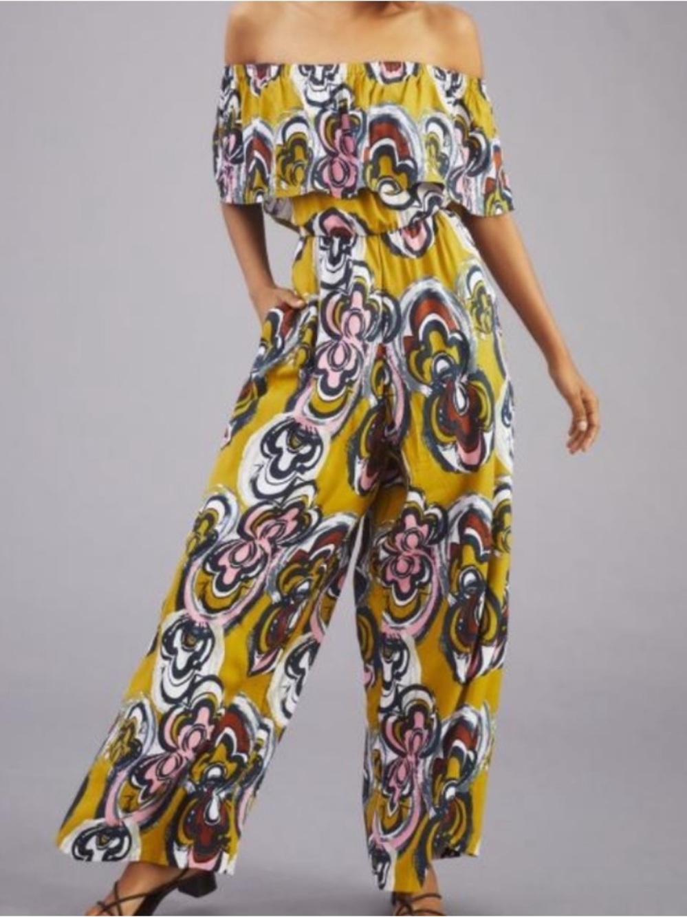 Bel Kazan Off-Shoulder Printed Lily Jumpsuit